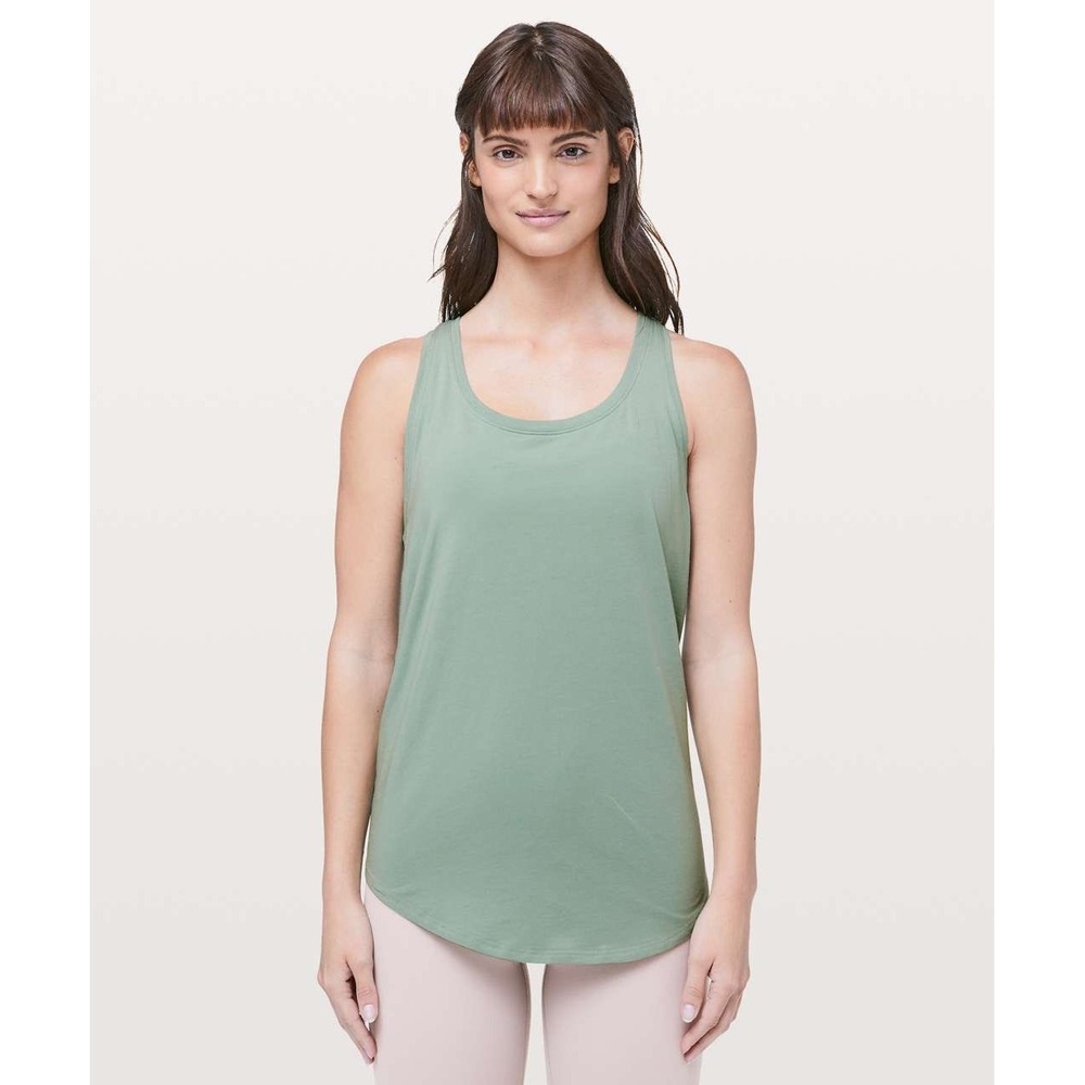 Lululemon Love Tank Pleated Sage Green Racerback Yoga Top Size 6